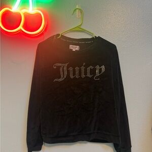 Juicy Couture Black Velour Rhinestone Logo Crewneck